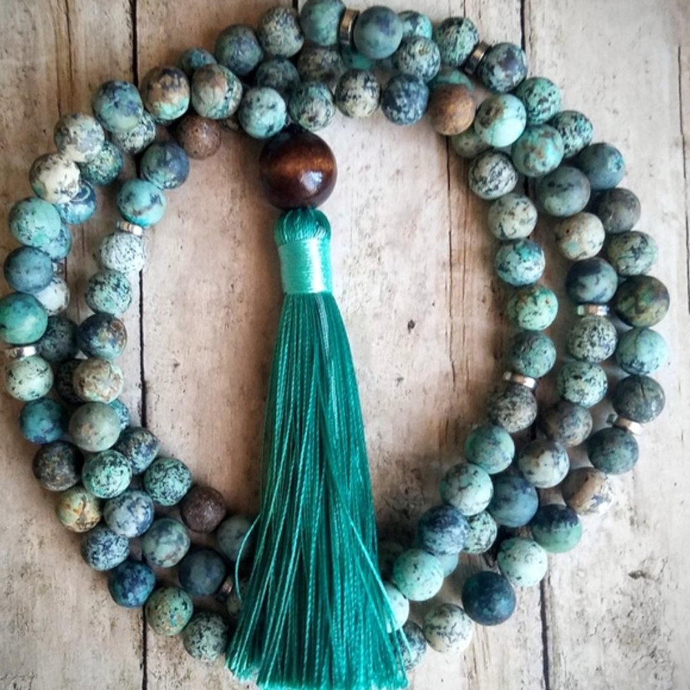 108 Frosted African Turquoise Mala Necklace